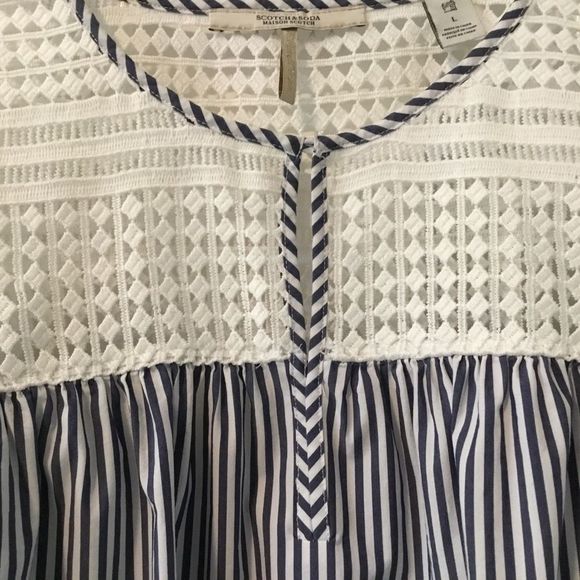 SCOTCH&SODA| Crochet Stripe Bell Sleeve Top - Picture 9 of 11